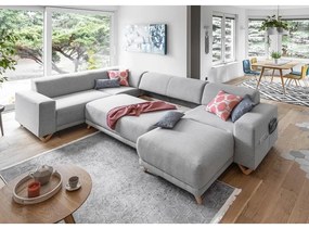 Divano angolare grigio chiaro allungabile e con contenitore (penisola a sinistra/a U) Classy Sophie – Miuform