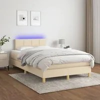 Letto a Molle con Materasso e LED Crema 120x200cm in Tessuto cod mxl 64598