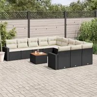 Set Divani da Giardino 12 pz con Cuscini Nero in Polyrattancod mxl 114791