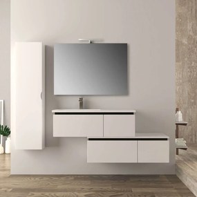 Mobile bagno sfalsato 140 cm sospeso bianco lucido Mod. Slide