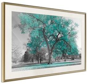 Poster  Teal Tree  Cornice Quadri Cornice d'oro con passe-partout, Larghezza x Altezza Home decor 90x60