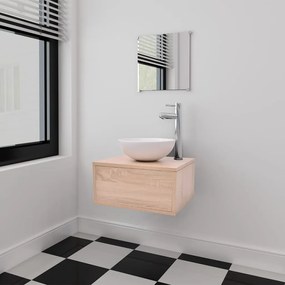 Mobili Da Bagno Con Lavabo Set 3 Pz Beige /