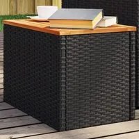 Tavolini Giardino 2pz Neri 55x34x37cm Polyrattan Legno Massellocod mxl 134040