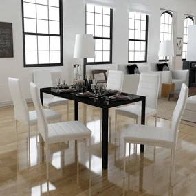 Set Da Pranzo 7 Pz Nero E Bianco /
