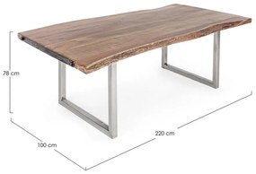 Tavolo OSBERT in legno di acacia e gambe in acciaio 220 x100 cm