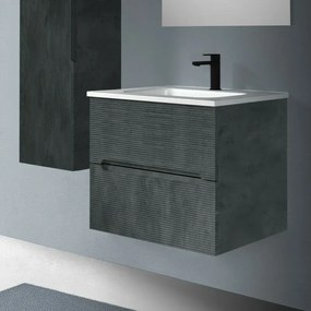 Mobile bagno sospeso 60 lava cannettato 2 cassetti lavabo e specchio Rigo