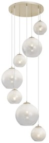 Lampada a sospensione Art Déco beige con vetro bianco 7 luci - Sandra