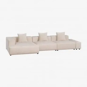 Divano Componibile Chaise Longue Angolare Destro In 3 Pezzi (↔︎375 Cm) Bruna Velluto A Coste Beige Lin - Sklum