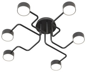 Plafoniera Moderna Ade Acciaio Nero 6 Luci Gx53 Ip20