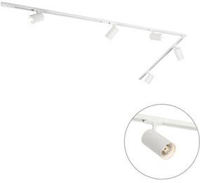 Sistema di illuminazione a binario moderno con 5 faretti bianchi monofase GU10 70mm - Iconic Jeana Luxe