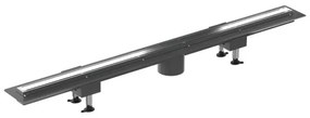 Canalina doccia 110 cm in alluminio reversibile con scarico laterale e piletta non inclusa
