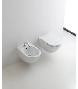 Coppia sanitari distanziato scarico a parete Acquatech bianco lucido WC: P 55 x L 36.5 x H 34 cm, bidet: P 55 x L 36.5 x H 30 cm