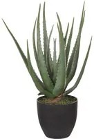 Aloe Artificiale con Vaso, 17 Foglie Altezza 55 cm Verde