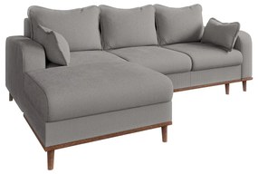 Divano angolare grigio chiaro in velluto a coste (angolo sinistro) Beata - Ropez