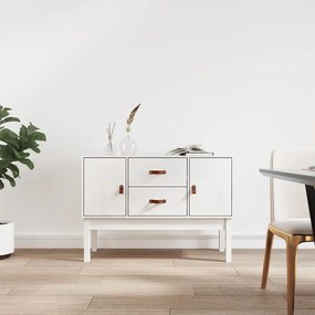 Credenza Bianca 110x40x78 Cm İn Legno Massello Di Pino /