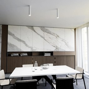 Plafoniera Moderna Faretto Marduk 1 Luce Acciaio Bianco 30 Cm