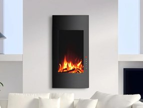 Camino elettrico bombato VULCANO - L41 x P13 x H81 cm - Nero