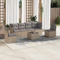 Set Divani da Giardino 7 pz con Cuscini Beige in Polyrattan 3249218