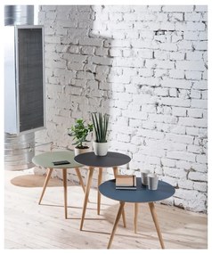 Tavolino in legno di quercia con piano nero , ⌀ 55 cm Arp - Gazzda