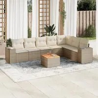 Set Divano da Giardino 8 pz con Cuscini Beige in Polyrattan 3257808