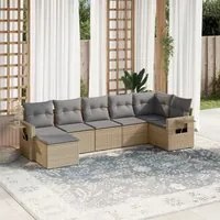 Set Divani da Giardino 7 pz con Cuscini Beige in Polyrattancod mxl 113272