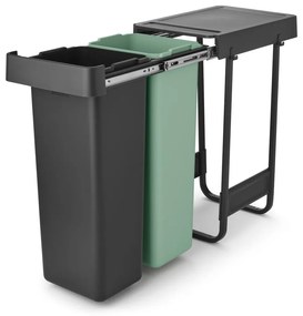 Bidone in plastica da incasso per raccolta differenziata in grigio scuro menta 60 l Sort&amp;Go - Brabantia