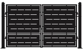 Cancello con serratura elettrica Privacy in ferro, apertura centrale, L 308.5 x H 180 cm, di colore nero