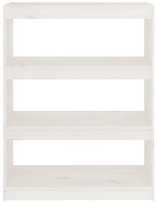 Libreria/Divisorio Bianco 80x30x103,5 cm in Massello di Pino