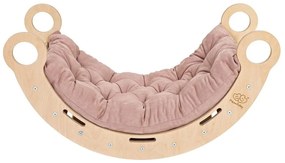 Arco a dondolo montessori rosa/di colore naturale in pino massiccio 39x75x38 cm Montessori – Meowbaby