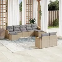 Set Divano da Giardino 9 pz con Cuscini Beige in Polyrattan 3258804