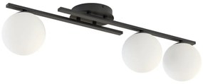 Plafoniera Moderna Nettuno Acciaio Nero Vetro 3 Luci E14 Ip20