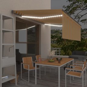 Tenda Automatica Con Sensore Vento Led 4,5x3m Gialla/bianca /