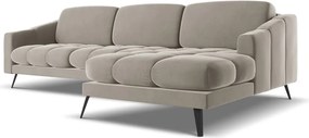 Divano angolare beige (con penisola a destra) con rivestimento in velluto Nalu – Makamii