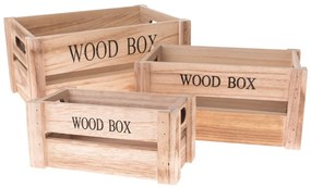 Scatole in set di colore naturale in legno 3 pz 30x20x15 cm Wood Box – Dakls