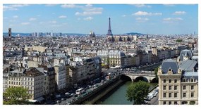 Stampa su tela Vista panoramica su Parigi, multicolore 145 x 75 cm