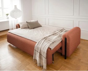 Divano color terracotta allungabile/con contenitore e rivestimento in bouclé 244 cm Arcadova – ELTAP