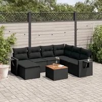 Set Divani da Giardino con Cuscini 8 pz Nero in Polyrattan 3224676