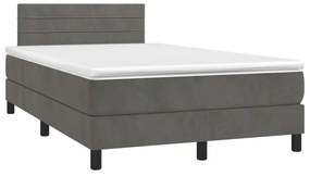 Letto A Molle Materasso E Led Grigio Scuro 120x190cm İn Velluto /