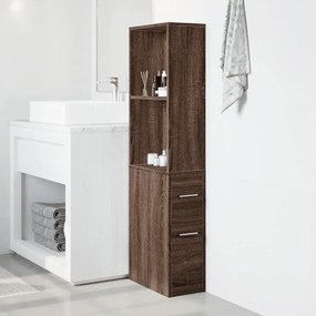 Armadietto da bagno stretto con ruote rovere marrone truciolato