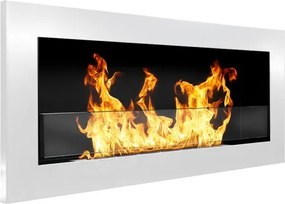 Camino a bioetanolo da parete o incasso Livorno Bianco L 90 x P 12 x H 40 con vetro