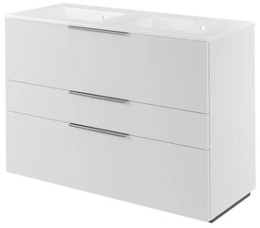 Mobile da bagno a terra sotto lavabo L 120 x H 84 x P 48 cm bianco laccato, 3 cassetti SENSEA Neo