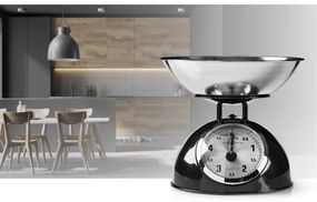 Nedis KASC110BK - Bilancia da cucina retrò con ciotola nera