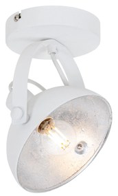 Plafoniera industriale bianca con argento 15 cm regolabile - Magnax