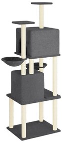 Albero per gatti con tiragraffi in sisal grigio scuro 180 cm