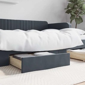 Cassetti Da Letto 2pz Grigio Scuro Legno Multistrato E Velluto /