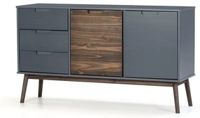 Cassettiera bassa in pino antracite/marrone scuro 140x80 cm Nussa - Marckeric