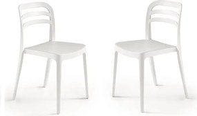 Sedia da giardino in polipropilene impilabile - DJANGO BIANCO 2 pezzi