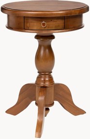 Tavolino rotondo in legno di mogano con cassetti Newport