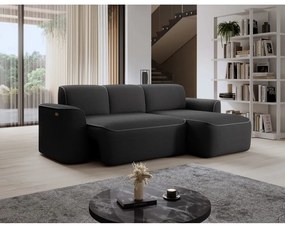 Divano angolare grigio scuro (con penisola a destra/con chaise lounge) e rivestimento in bouclé Ume – ELTAP