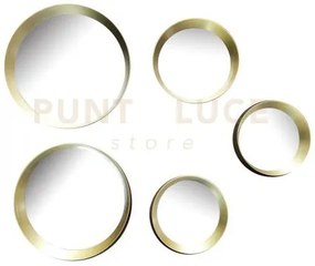 Vivien set 5 specchi diametri assortiti con cornice plastica oro